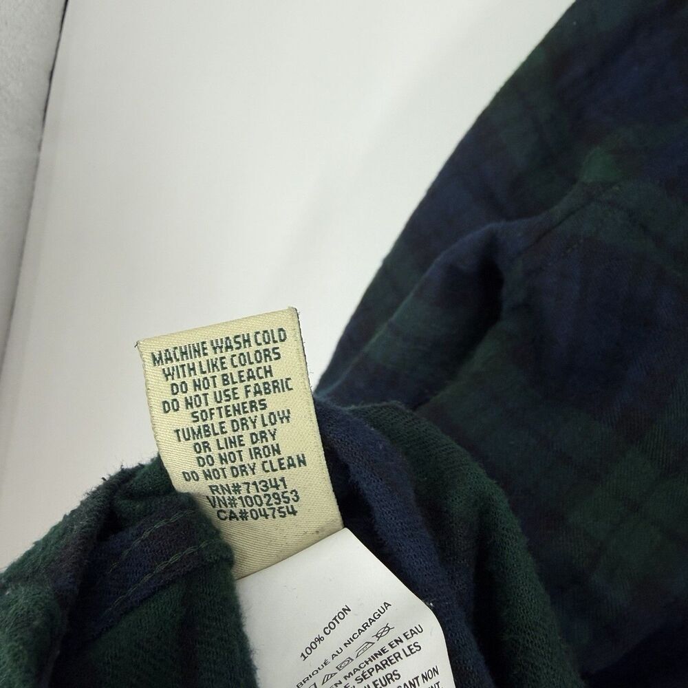 LL Bean Shirt Jacket Size Medium Women Navy Scotch Plaid Flannel Zip Hoodie - Picture 8 of 8